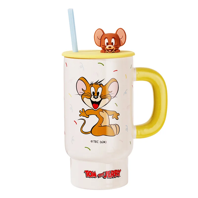 Tom and Jerry Cute Cartoon Cat Mouse 850ML Ceramic Coffee Cup Kawaii Mug Lovely Periphery Water Home Decor Room Decoration
