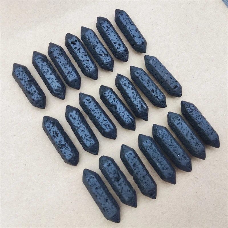 

20pcs FHexagon Prism Lava Stone Charms Pendant for Lava Necklace Jewelry Making