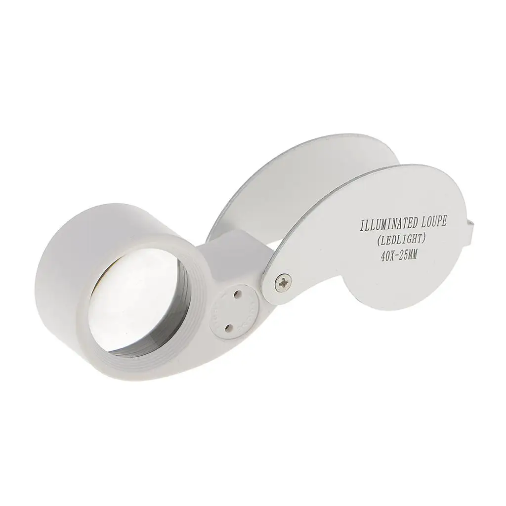 

Retractable Jewelers Loupe 40X Magnification 25mm Illuminated W/ LED Light