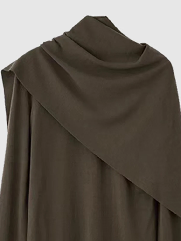 IEQJ Женский однотонный комплект из 2 предметов с шарфом и воротником топ длинными