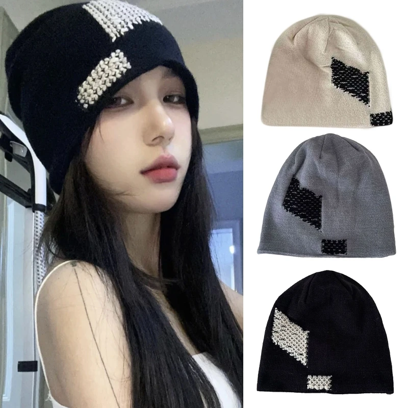 

Elastic Windproof Winter Hat Multi Color Knitted Hats for Women Keep Ear Warm Hats Thicken Cold Weather Supplies