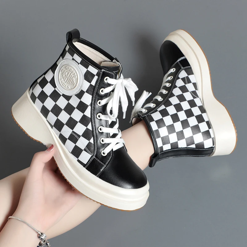 AIYUQI Women Sneaker Boots 2023 New Winter Warm Genuine Leather Women's Ankle Boots Flat Casual Sneakers Women Booties