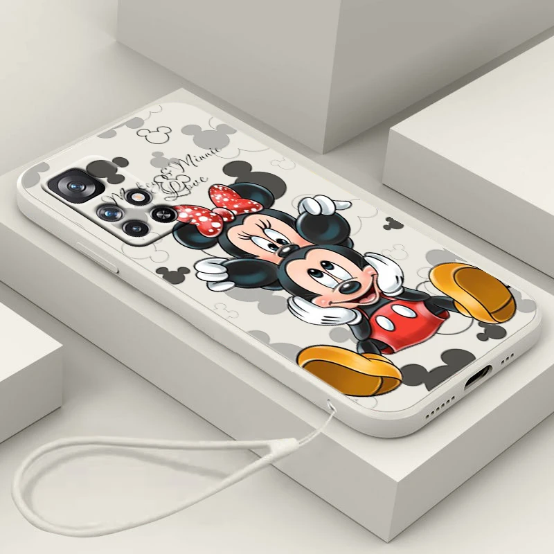 

Disney Mickey Minni For Redmi K60 K50 K40 K30 K20 10C X 9C T AT A 8A 7A Gaming Pro Plus Liquid Rope Silicone Phone Case