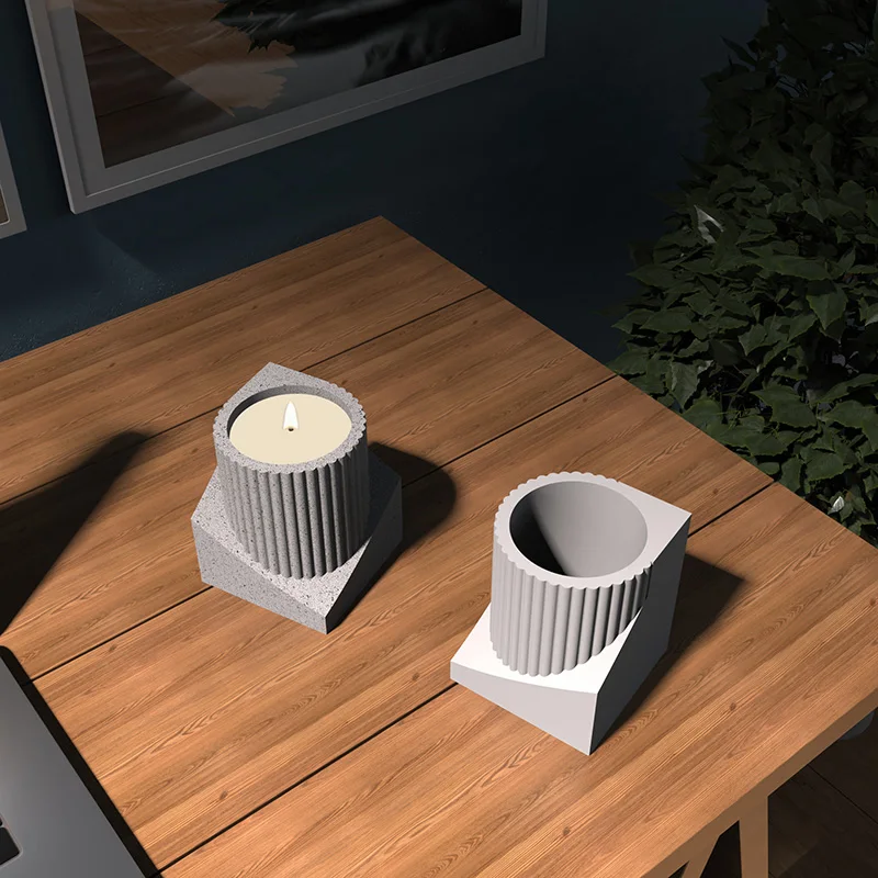 

Aroma Wax Candle Cup Moulds Nordic Construction Flowerpot Molds DIY Concrete Storage Box Molds Creative Silicone Mold for Jar