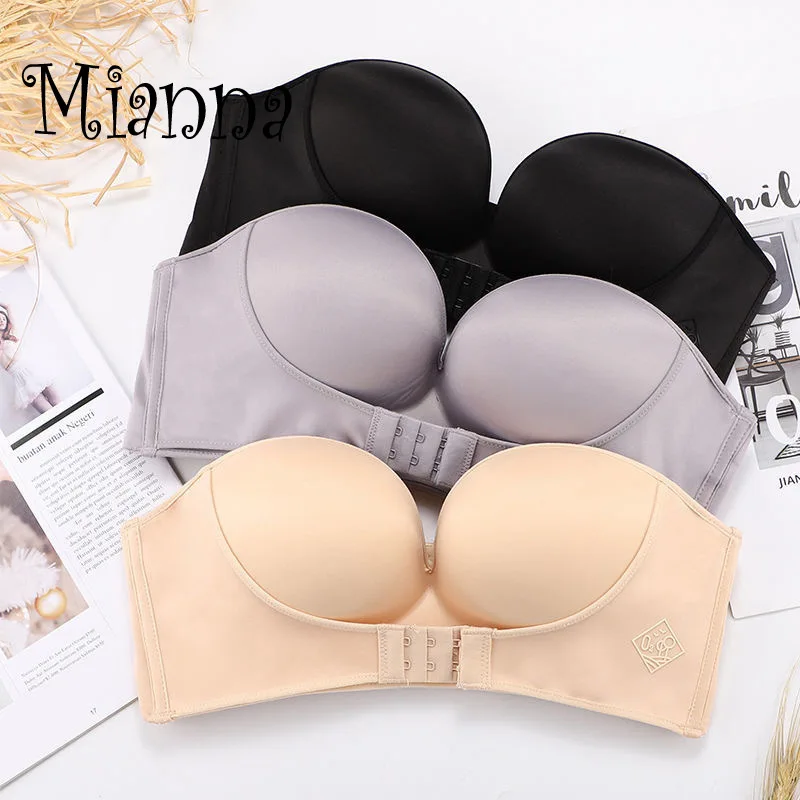 

Women Bra Wire Free Sexy Push Up Invisible Bras Front Closure Underwear for Female Brassiere Strapless Seamless Bralette
