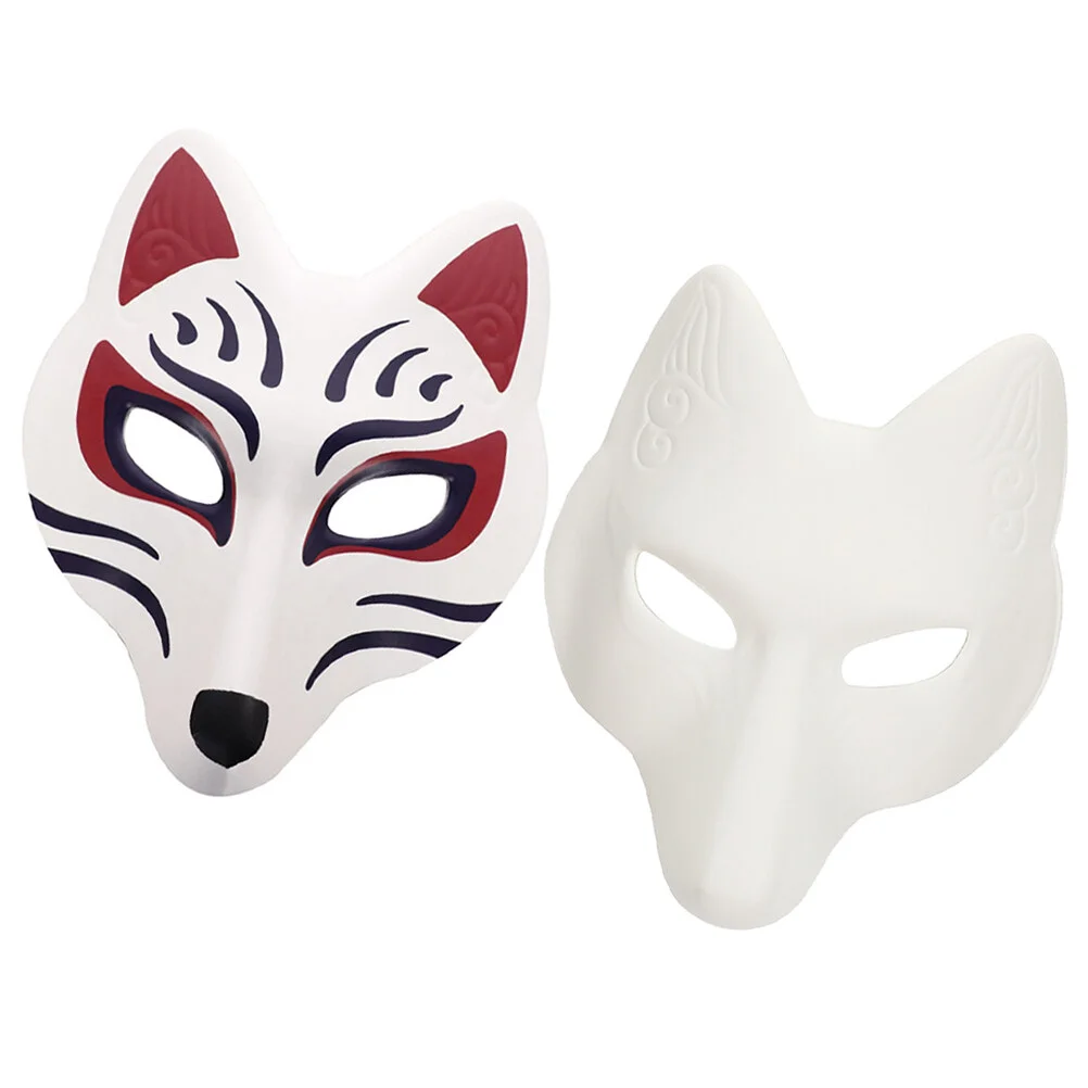 

2 Pcs Fox Mask Japanese DIY Teenager Halloween Blank Masquerade Masks Eva Embryo Bulk Party Decor Teenagers