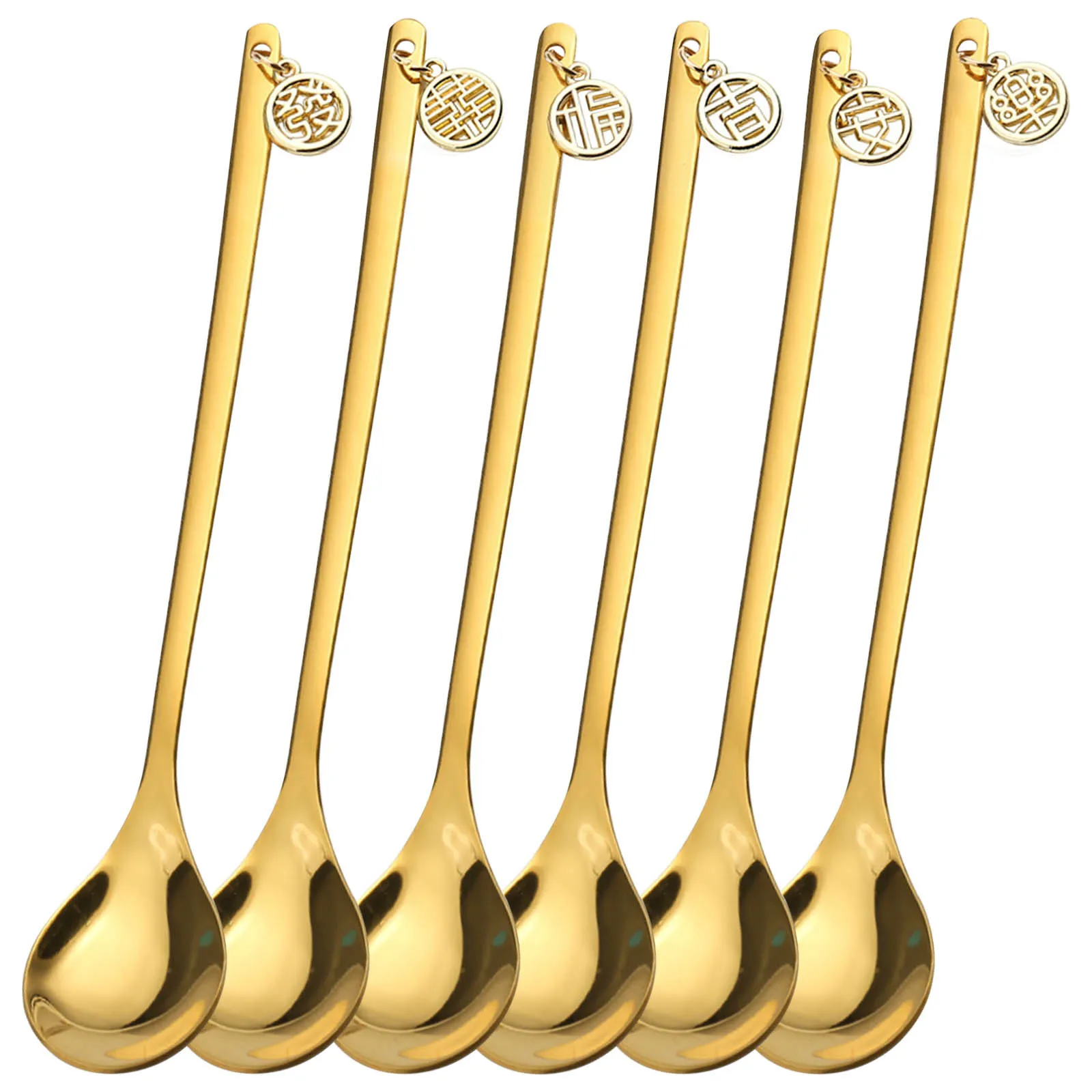 6 шт./набор Новогодняя посуда десертная ложка маленькая подвеска с китайским