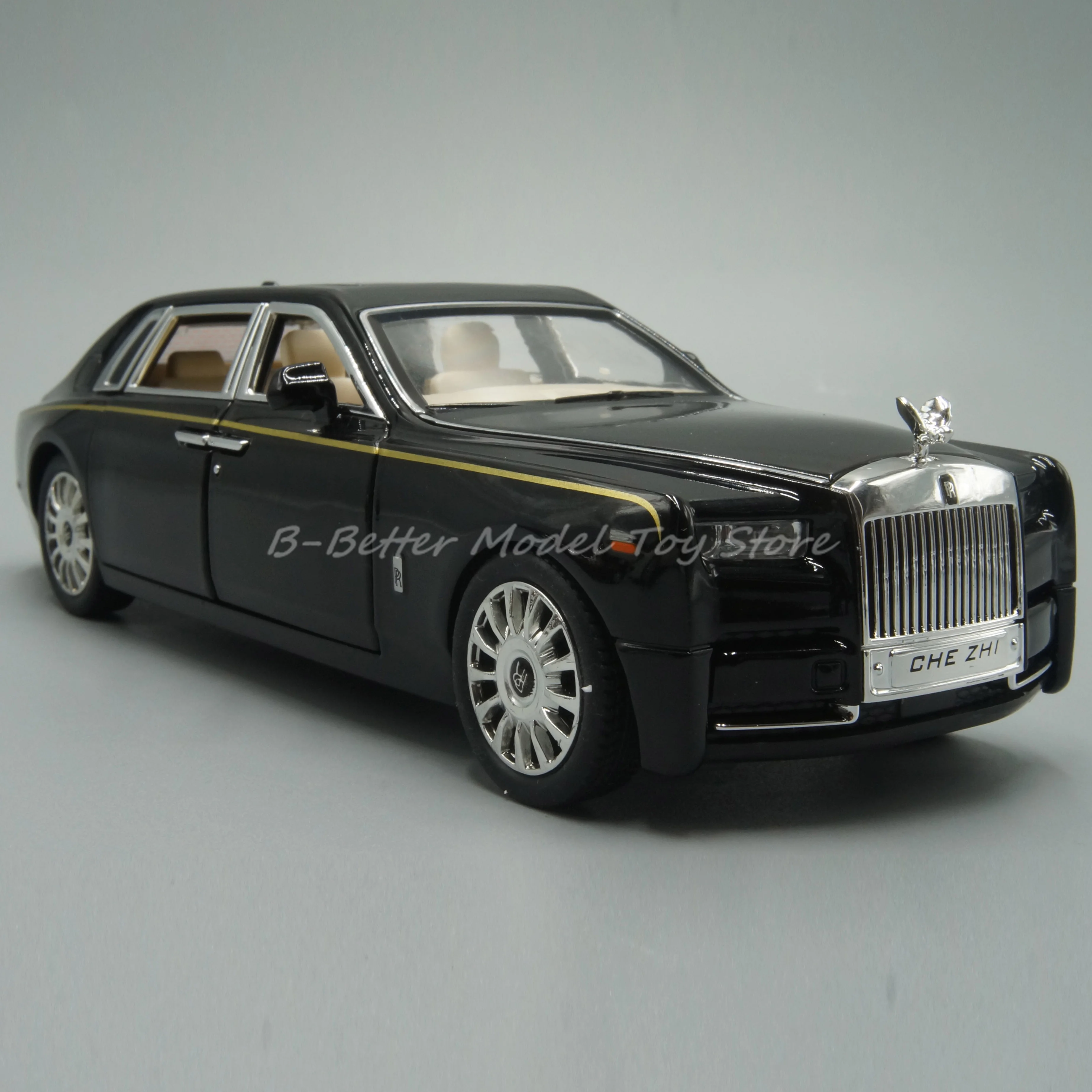 

1:24 Diecast Car Model Toy Rolls Royce Phantom Pull Back Replica With Sound & Light