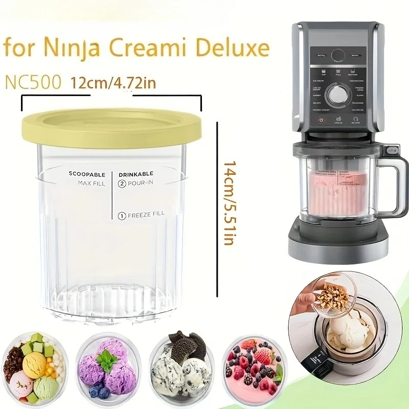 Фото Сменные контейнеры для мороженицы Ninja Creami Deluxe NC500 NC501, 24 унции, с крышками, семейный размер №3