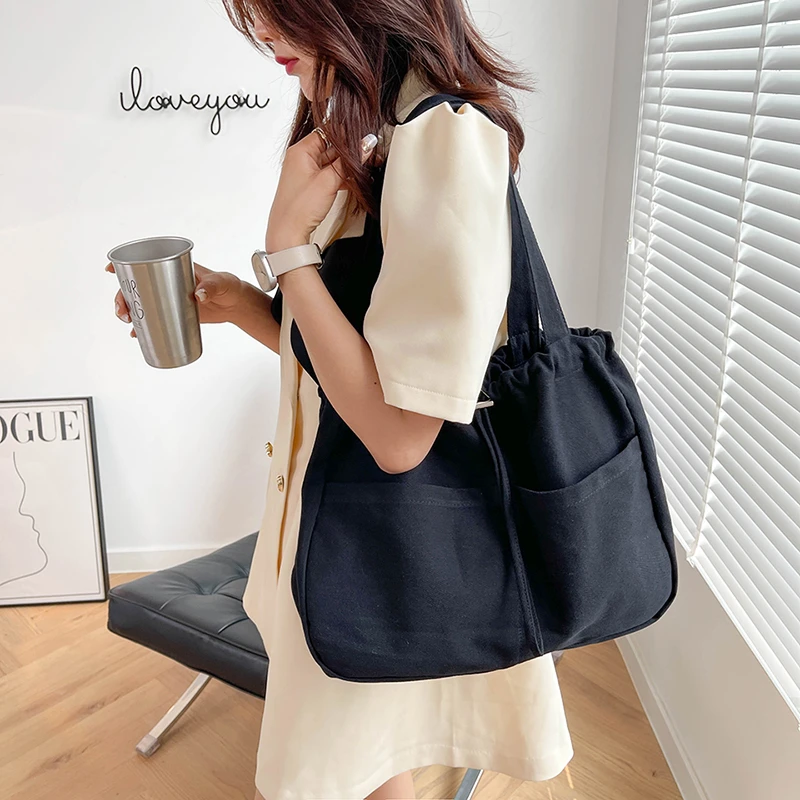 

Женская Холщовая Сумка-тоут в японском стиле, Повседневная Мягкая вместительная сумка на ремне с застежкой-молнией, Фотосумка для покупок, ...