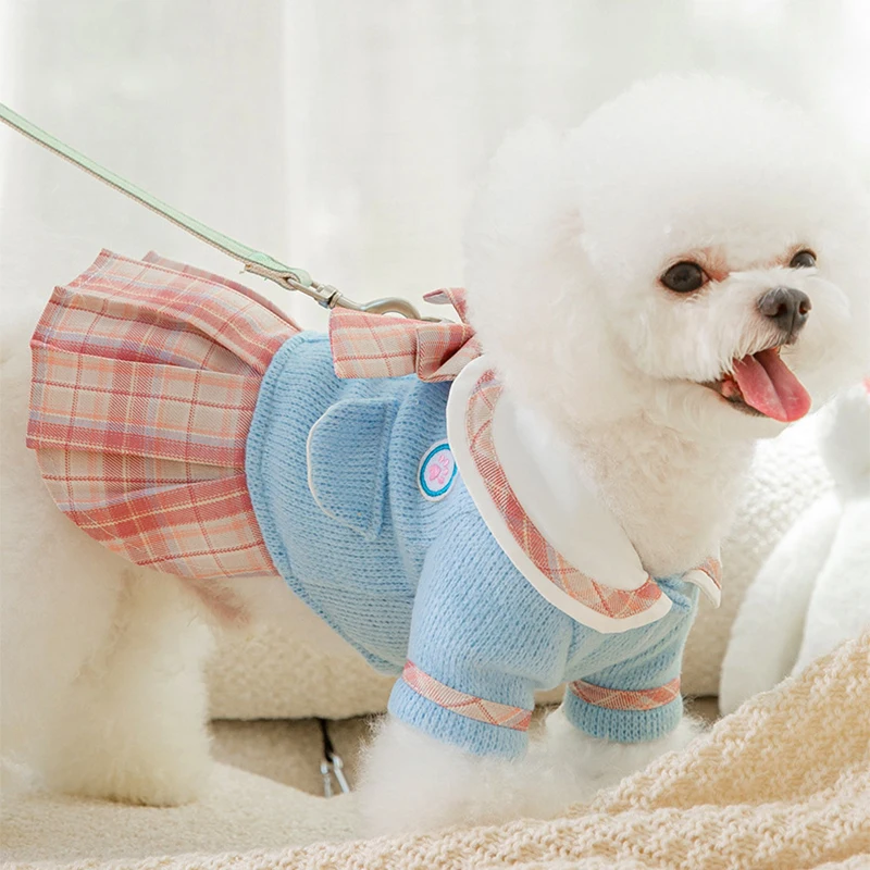 

Cute Girl Dog Dress Autumn Winter Pet Costume Cat Skirt Puppy Yorkshire Pomeranian Maltese Bichon Poodle Dog Clothes Sweater