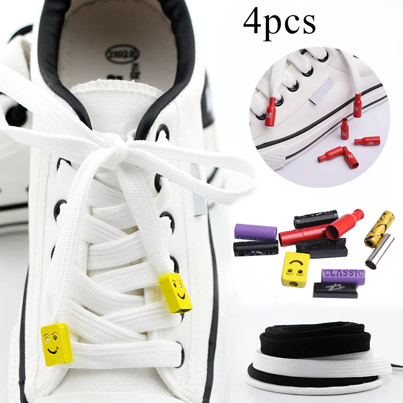 

Black Round Flat Shoelaces Men Women Sport Sneakers Canvas Shoes Martin Boots Personality Wild Metal Decorative Head