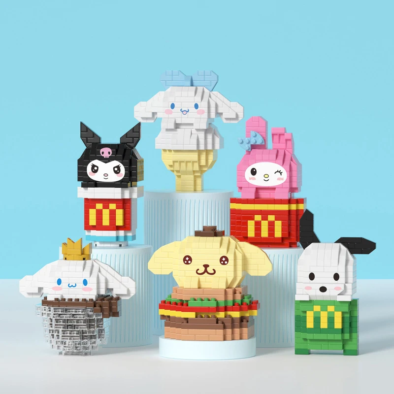 

Kawaii Sanrio Building Blocks Hello Kittys Accessories Cute Beauty Cartoon Anime Handicraft Ornaments Doll Toys for Girls Gift