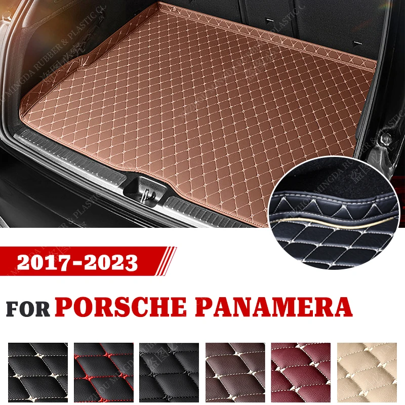 

High quality Leather Car trunk mat For Porsche Panamera 2017-2023 18 19 20 21 22 Waterproof Non-Slip Auto interior Accessories