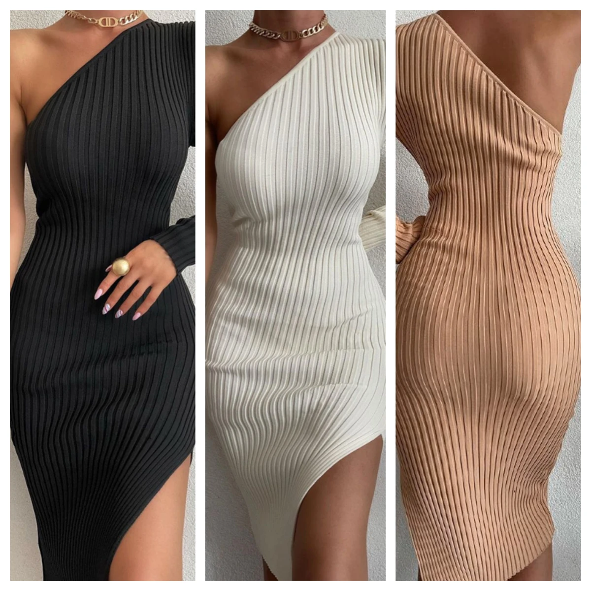 

2023 Spring And Winter Sexy French Slit Sweater Sress For Female Slim Tight-Fitting Hip-Knit Knee-Length Dress Free Shippinvges