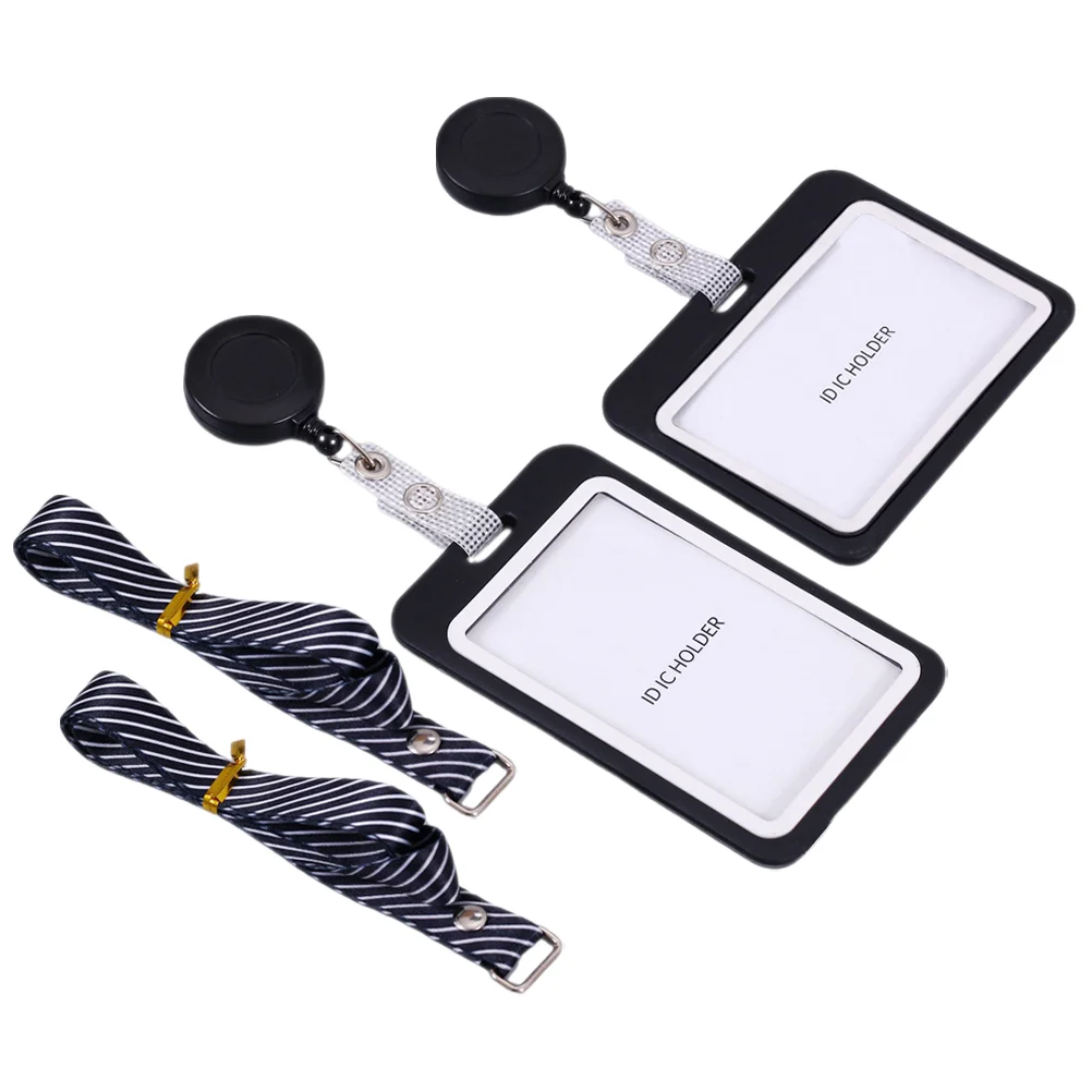 

2 Pcs Anti-scratch Cards Covers Clear Sleeves Id Holder Lanyard Pvc Nurse Lanyards