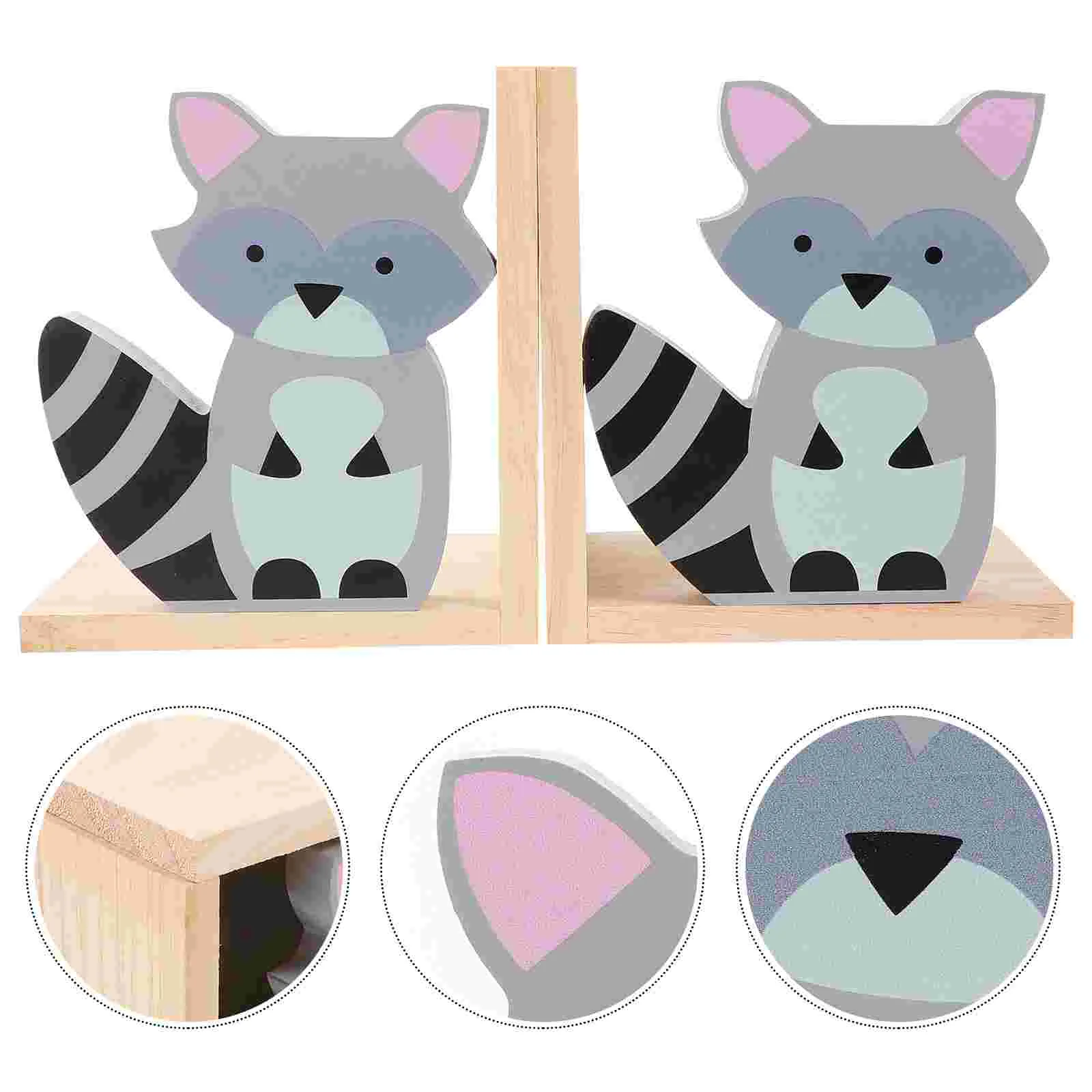 

1 Pair Creative Raccoon Shape Bookends Desktop Book Stoppers Desktop Ornaments