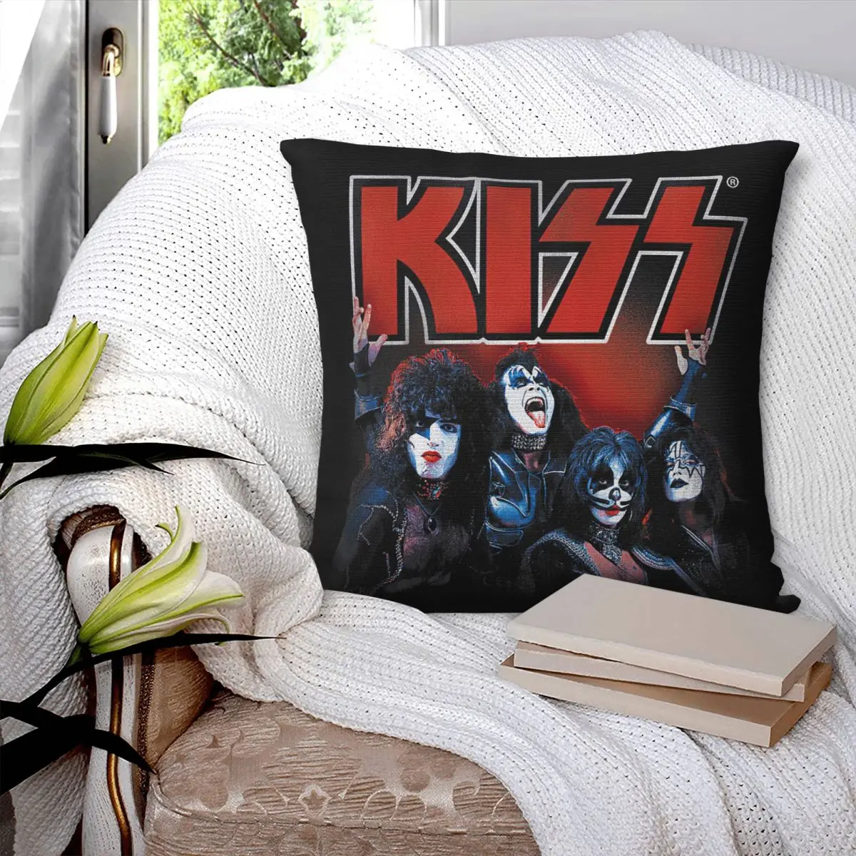 

Kiss Metal Kings Pillowcase Printed Cushion Cover Sofa Waist Pillow Pillow Cover