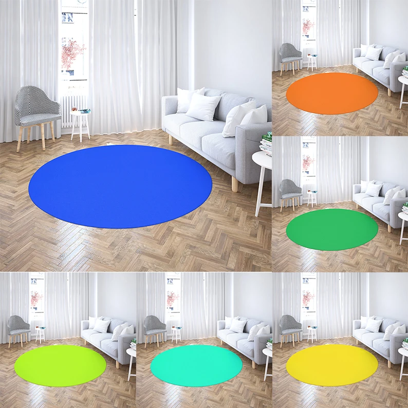 

Цветной круглый коврик, ковер для детской спальни, коврик для гостиной, компьютерный коврик для стула, напольный коврик из полиэстера, украшение для дома