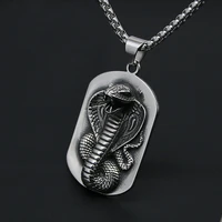 vintage stainless steel king cobra necklace pendant men punk personality engraving cobra pendant mens chain jewelry wholesale