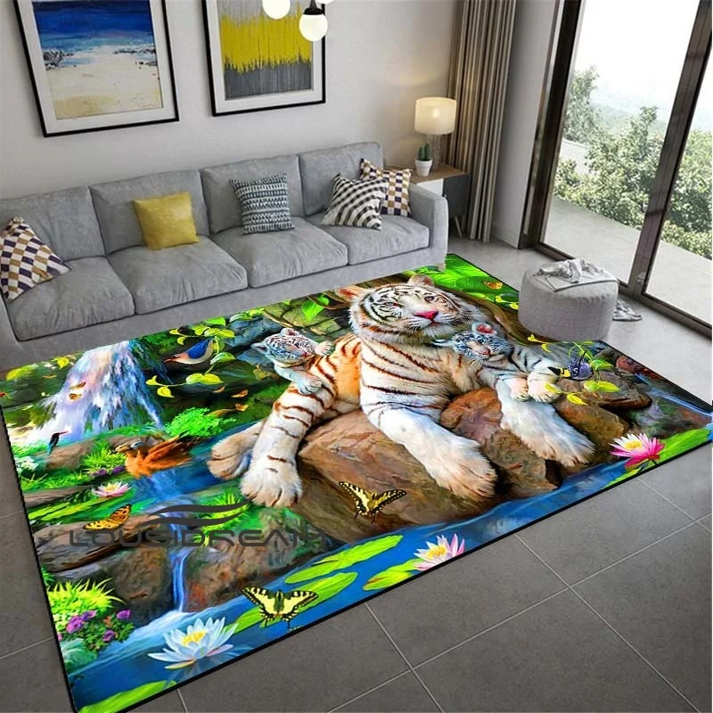 

Animal Tiger 3D Pattern Anti-Slip Area Carpet Living Room Kids Room Carpet Decoration Large Carpet Indoor Door Mat Blanket