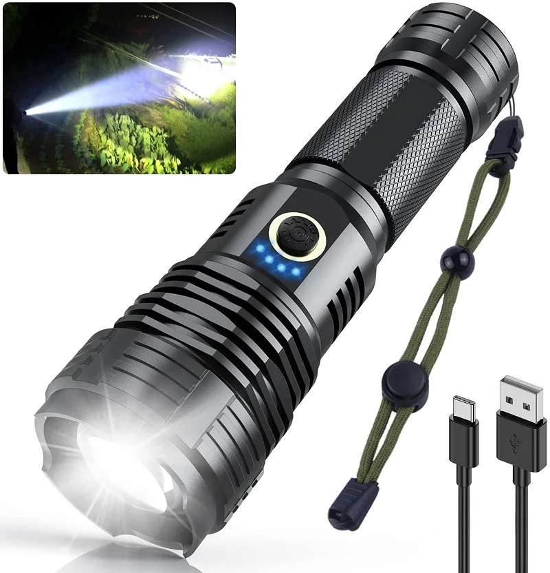 

Super Bright LED Flashlight Torch High Lumen 5 Modes Zoomable Waterproof Light Best Camping/Outdoor/Hiking/Flashlights