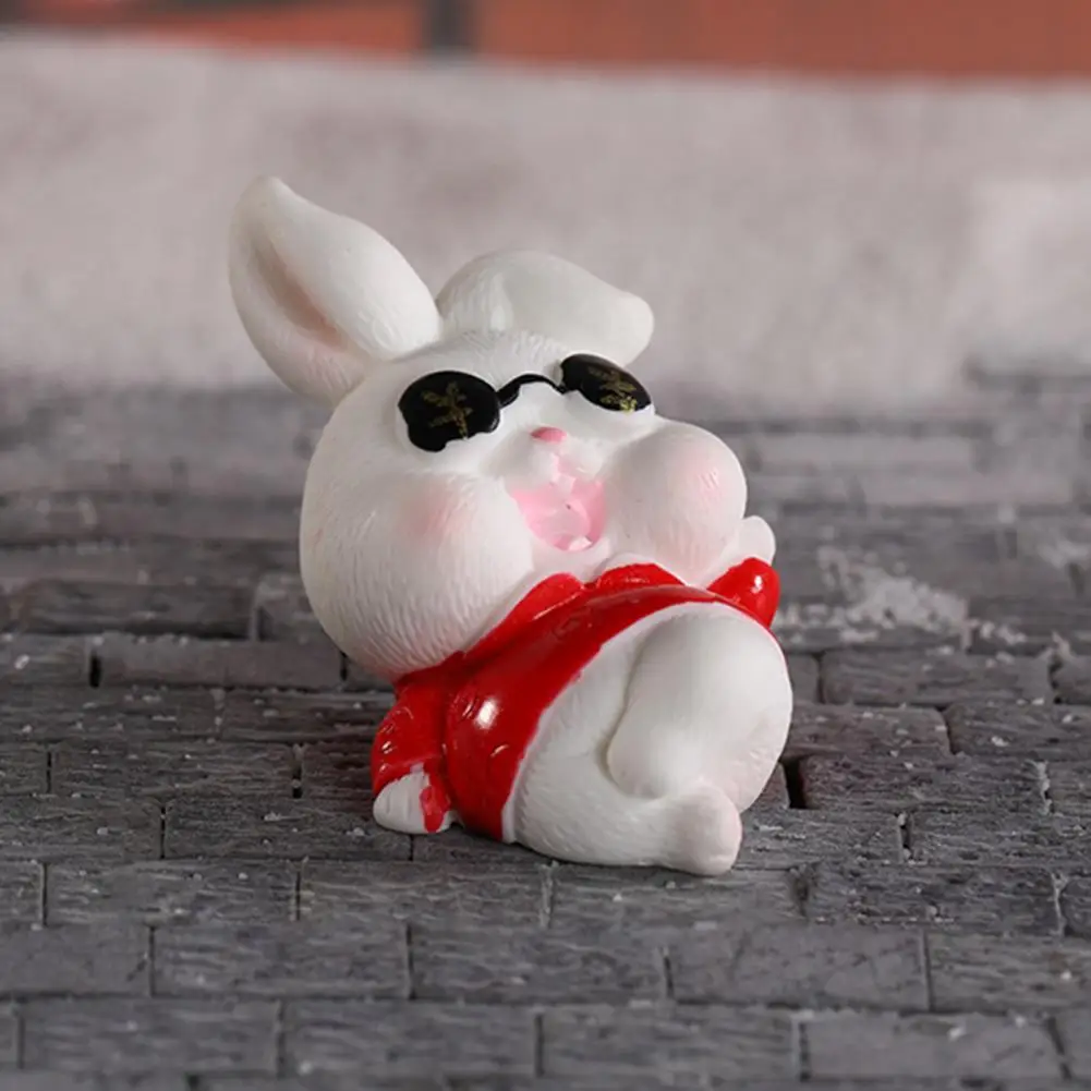 

Durable 2Pcs Cute Small Bunny Ornaments Gardening Resin Accessories Lightweight Rabbit Sculptures Compact for Home