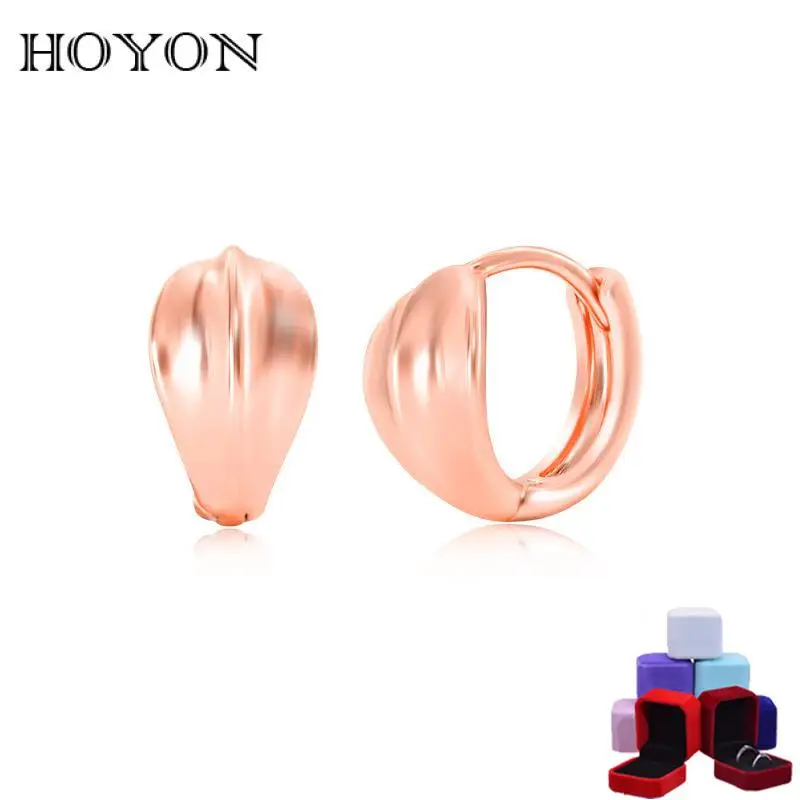 

HOYON 18K Gold Color Earrings for Women 2022 New Trend Ins Niche Champagne Golden Bronze Ear Buckle Texture Circle Jewelry