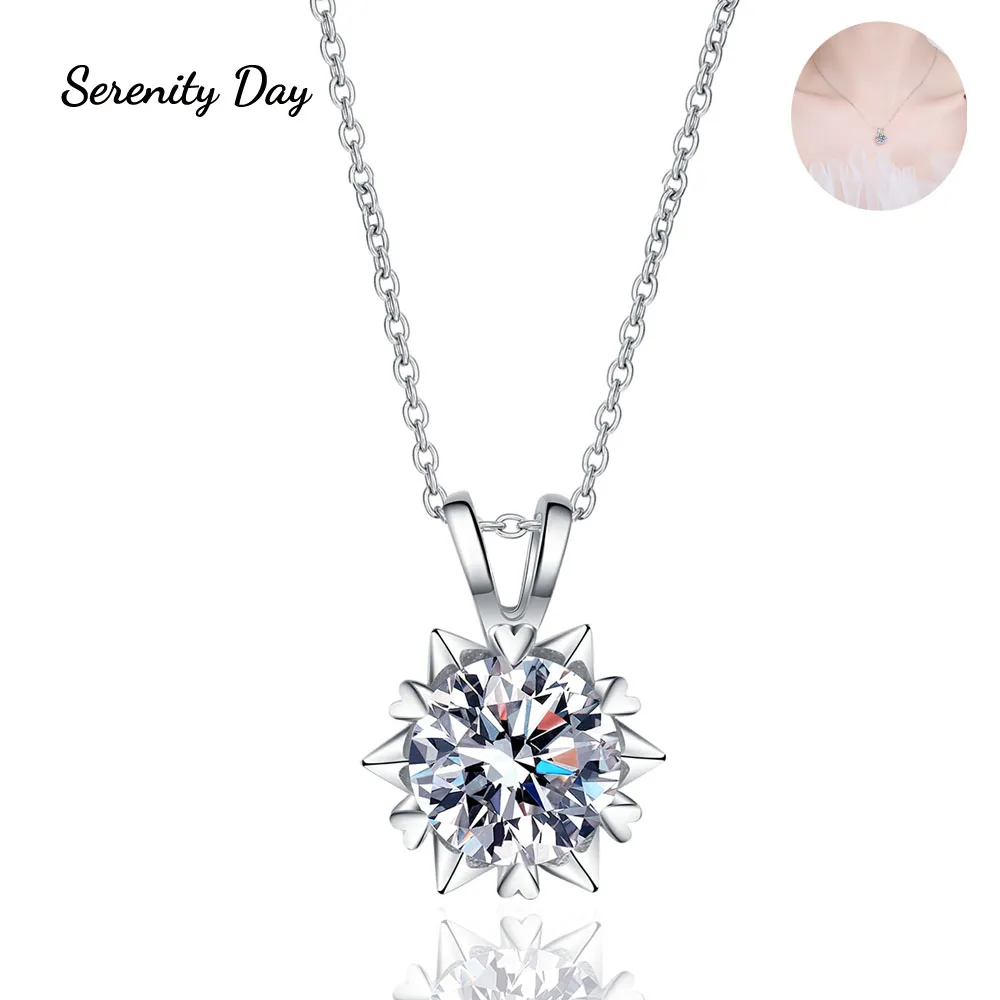 

Serenity Day 1/2/3ct D Color Moissanite Snowflake Necklace 925 Sterling Silver Six Claws VVS Diamond Pendant Necklace For Women