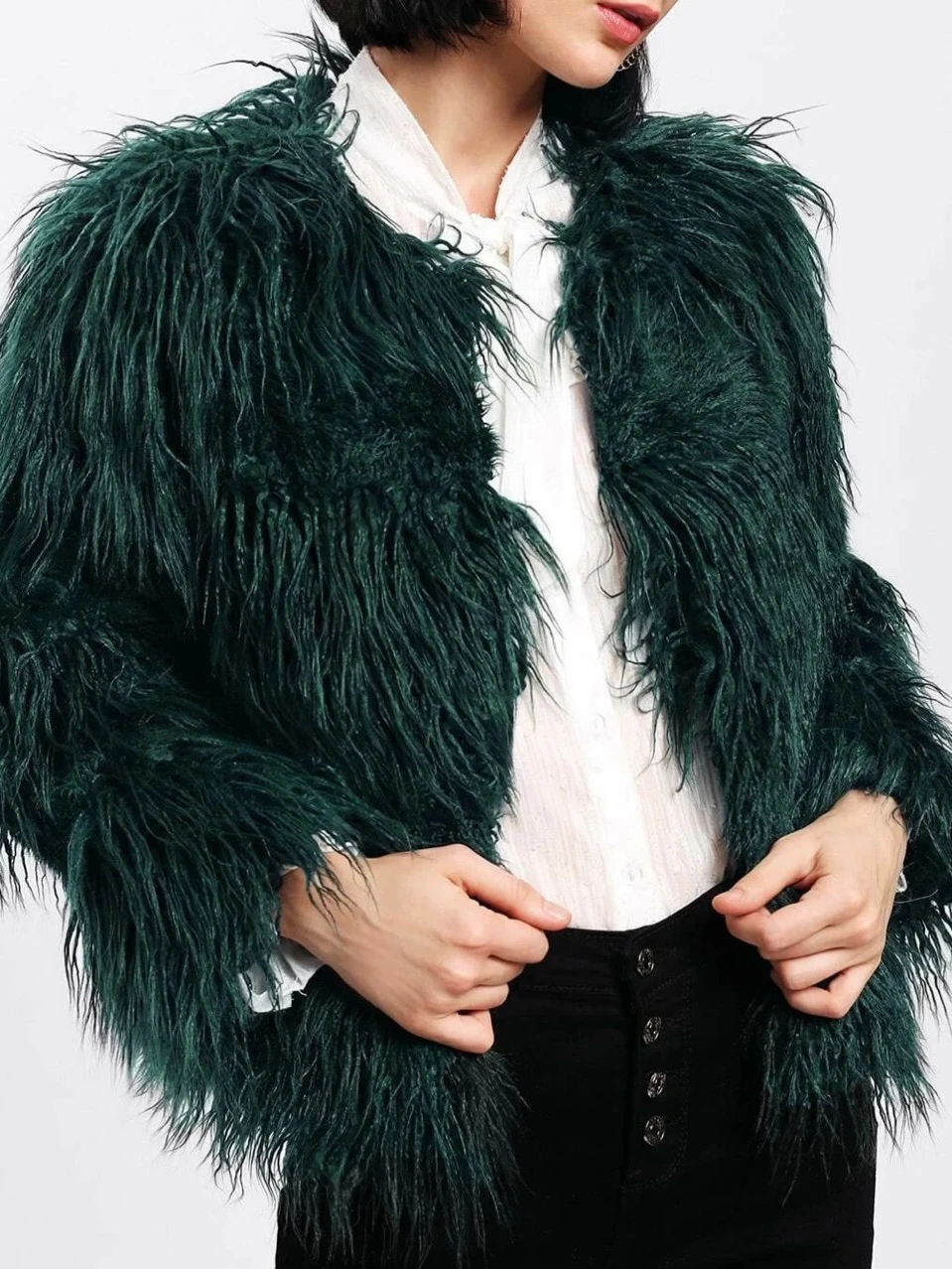 

Winter Coat for Women 2022 Hot Faux Fur Jacket Streetwear Elegant Fashion Ladies O-neck Warm Outerwear Overcoat Pink White Black
