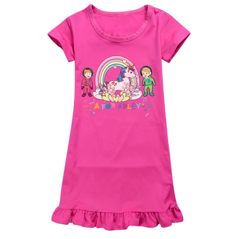 

Милая Ночная рубашка A для девочек, пижамные платья для маленьких девочек-подростков, Детская летняя ночная рубашка с мультяшным рисунком, домашняя одежда, детская пижама