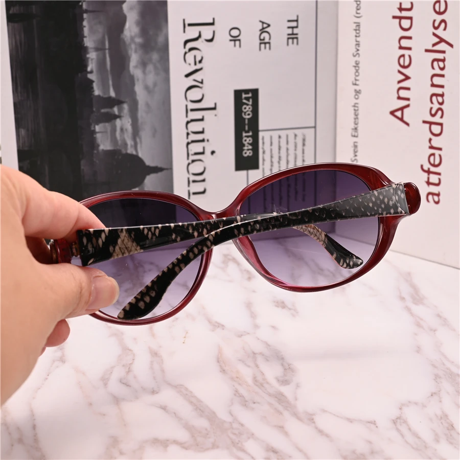 Evove Fashion Sunglasses Women Oval Sun Glasses for Female Ultralight Black-red Brown Eyewear Anti Reflection