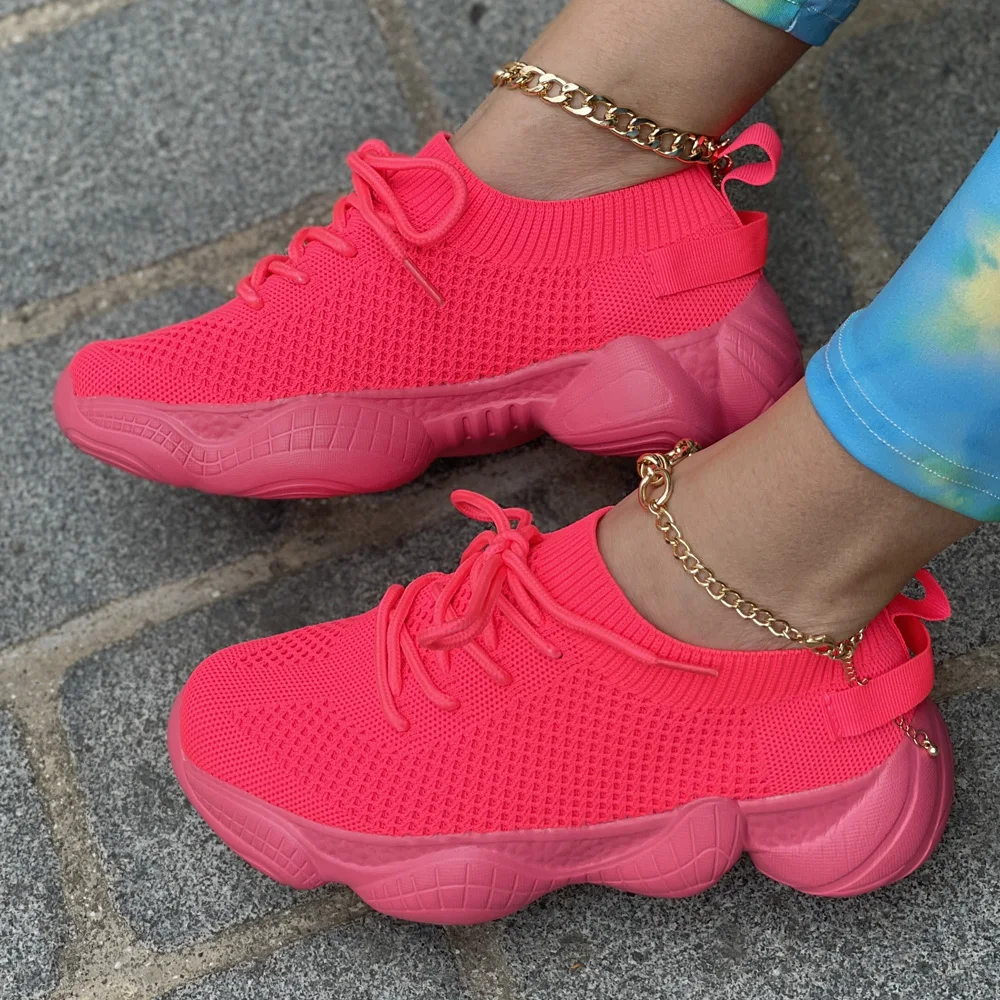 Shoes for Women Chunky Sneakers  Breathable Comfortable Fashion Sports Shoes Mesh Green Black Woman Casual Shoes Flat Size 43