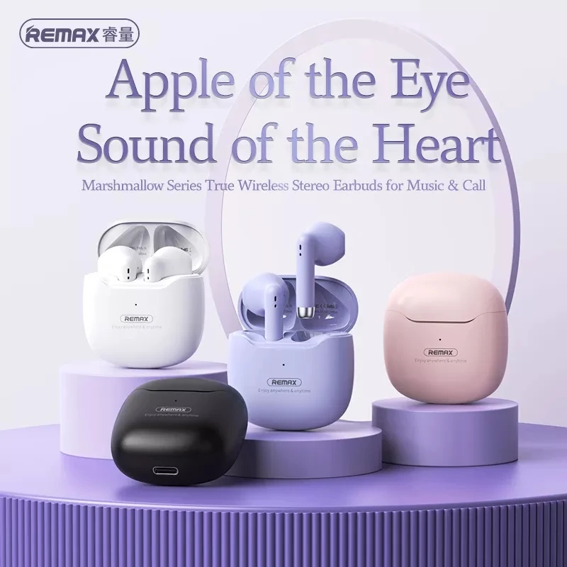 

REMAX True Wireless Bluetooth TWS With Microphone Earbuds Wireless Mobile Phone 3D Stereo Bluetooth Headset Lasting Battery Life