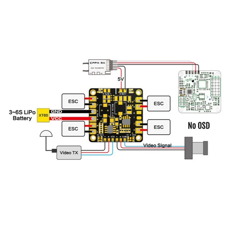 Мини-концентратор питания плата распределения PDB с двойным BEC 5 В/12 В для FPV DIY RC Racing