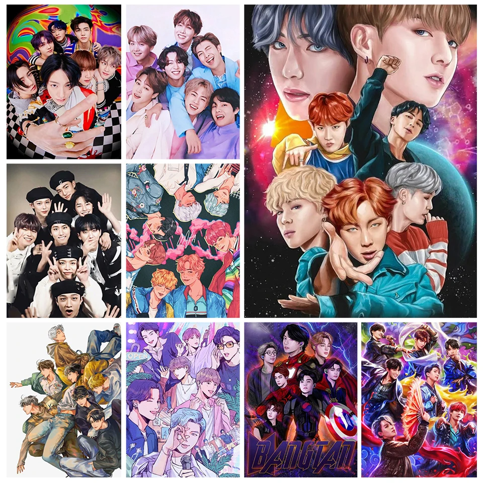 

5D алмазная живопись «сделай сам» Kpop бродячие дети полностью Алмазная мозаика Искусство Стразы картина вышивка крестиком наборы домашний Д...