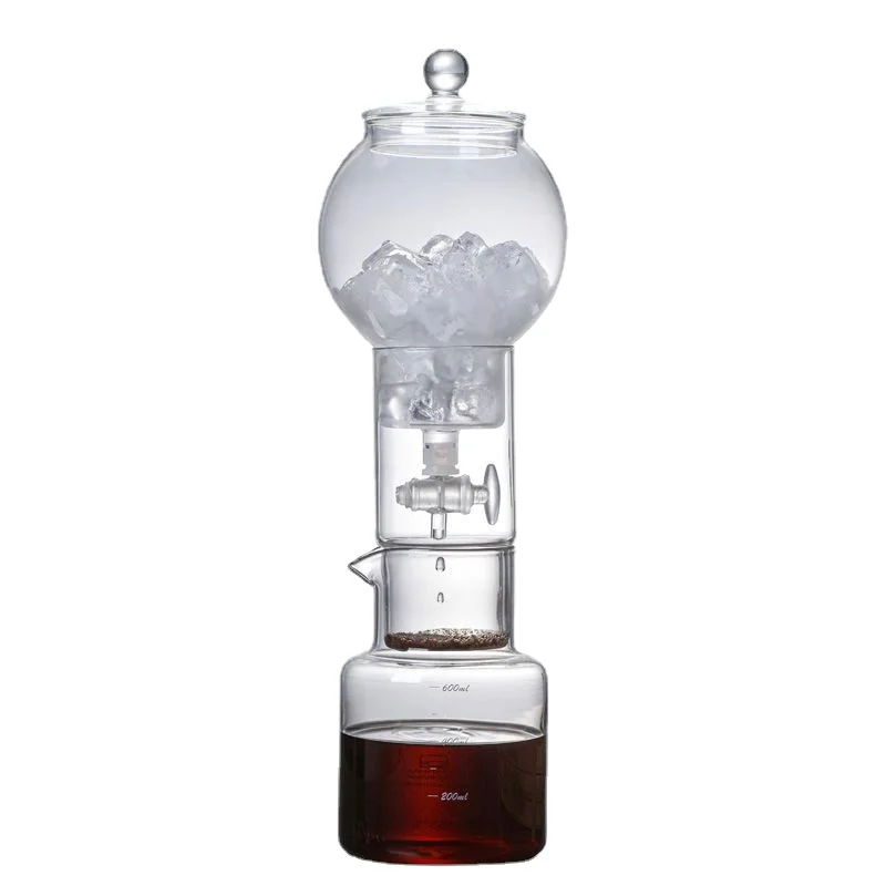

Ice Drip Coffee and Tea Pot with Transparent Glass Design Transparent Glass Cold Brew Coffee Pot with Dripper for Home Use