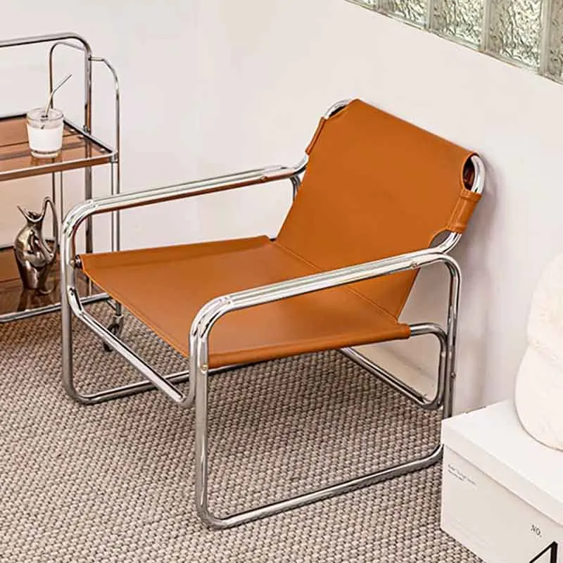 Кожаный диван-кресло из нержавеющей стали креативный обеденный стул мобильное
