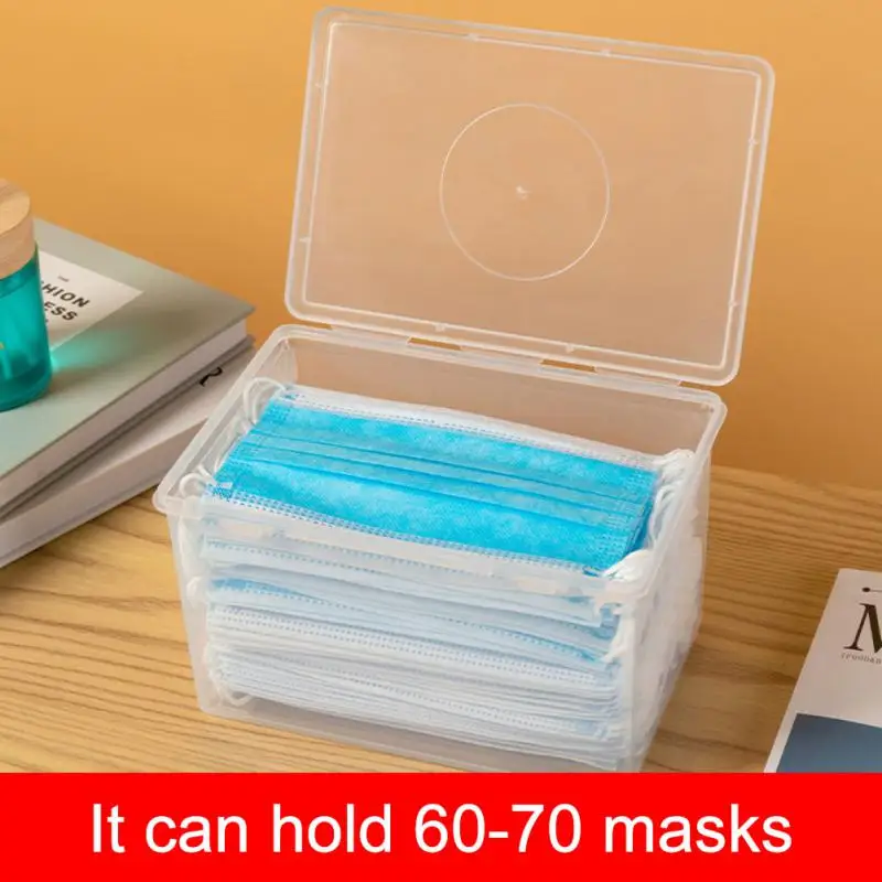 

Disposable Face Masks Wet Tissue Box Dust Proof Transparent Mask Sundries Storage Box Portable Large Capacity Mask Box With Lid