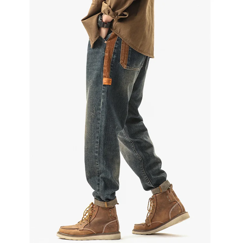 Men Clothing 2022 New Pattern Recreational Vintage Blue Jeans Straight Cylinder Loose Large Trousers Female Autumn and Winter