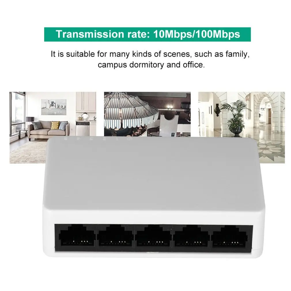 Настольный переключатель Rj45 разветвитель Lan Hub 5 портов быстрый Ethernet 10/100 Мбит/с