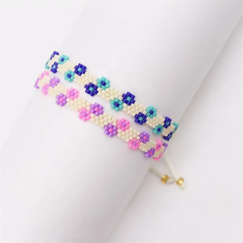 

ZHONGVI 2022 New Boho Summer Friendship Bracelet Jewelry for Girl Friends Women Miyuki Colorful Flower Beads Bracelets Wholesale