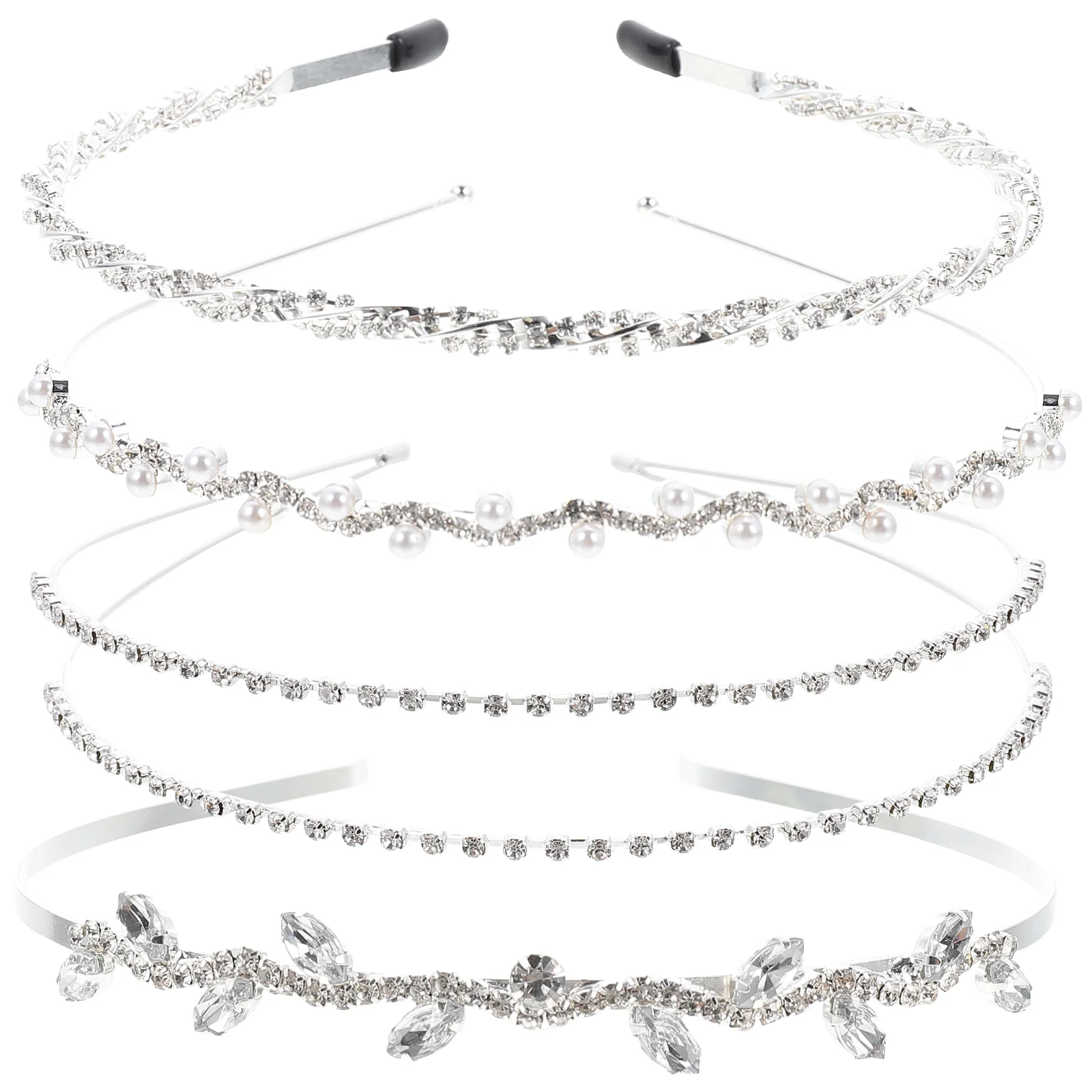

4 Pcs Rhinestone Pearl Headband Headbands Pearls Fashion Bridal Hair Hoops Metal Hairband Creative Headdress