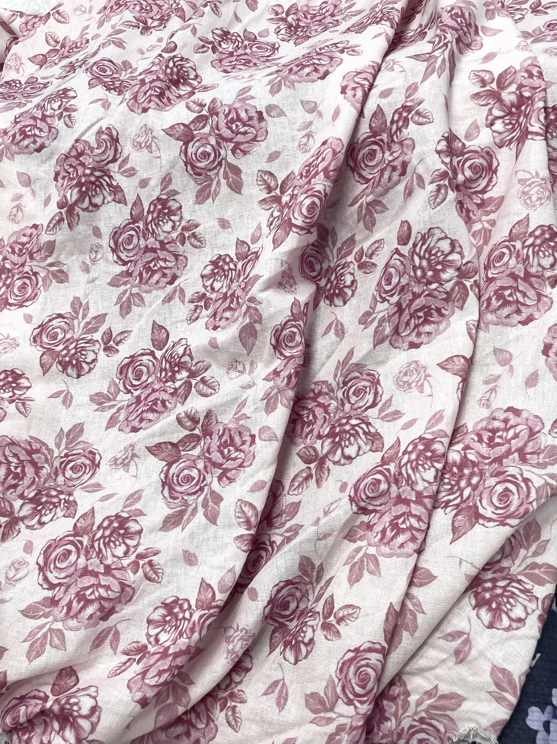 100% хлопок красная белая роза льняная ткань для дизайна швейный материал