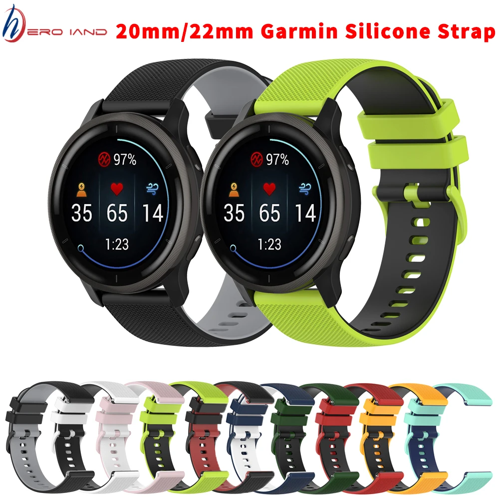 

20MM/22MM Silicone Replacement Strap For Garmin Vivoactive3 /Forerunner 245 255 645 745 Smart WristBand Strap Bracelet