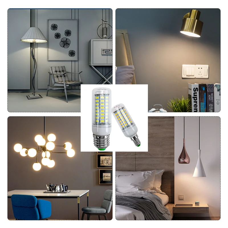 Лампа светодиодная 6 шт./лот E27 E14 220 В 5730SMD 24 36 48 56 69 72 светодиода