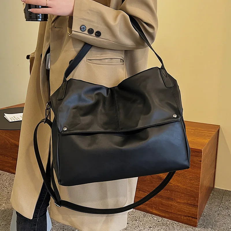 

Large Hobo Handbag Women's Leather Shoulder Bag Top Quality Soft Female Tote Crossbody Bags Big Solid Color Ladies Messenger Bag