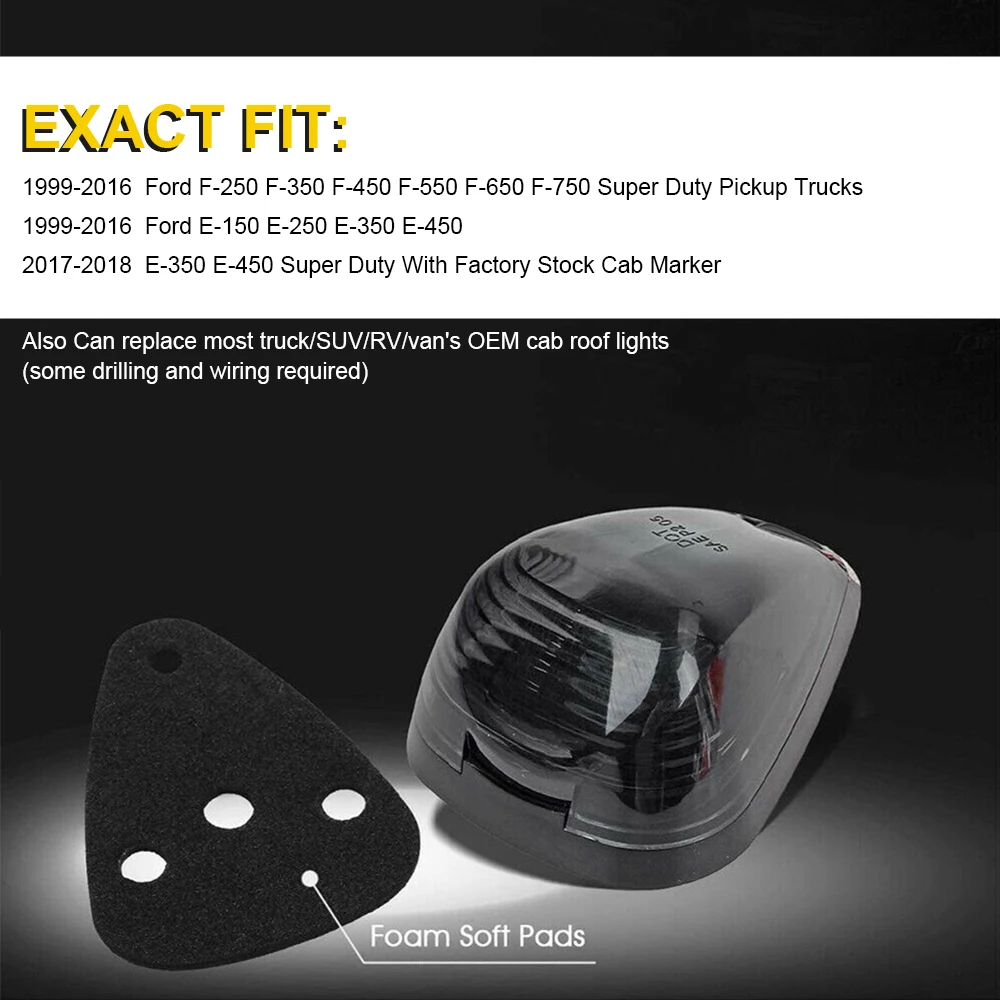 Габаритные огни на крышу кабины 10 светодиодов 5 шт. ходовые янтарного цвета