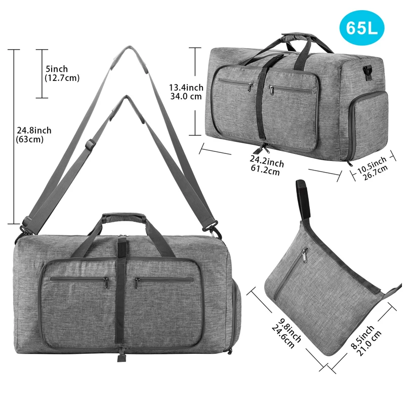 Folding Portable Travel Bags 65L Large Capacity Sports Fitness Storage Luggage Bag Women Casual Traveling Organizer Tote Handbag