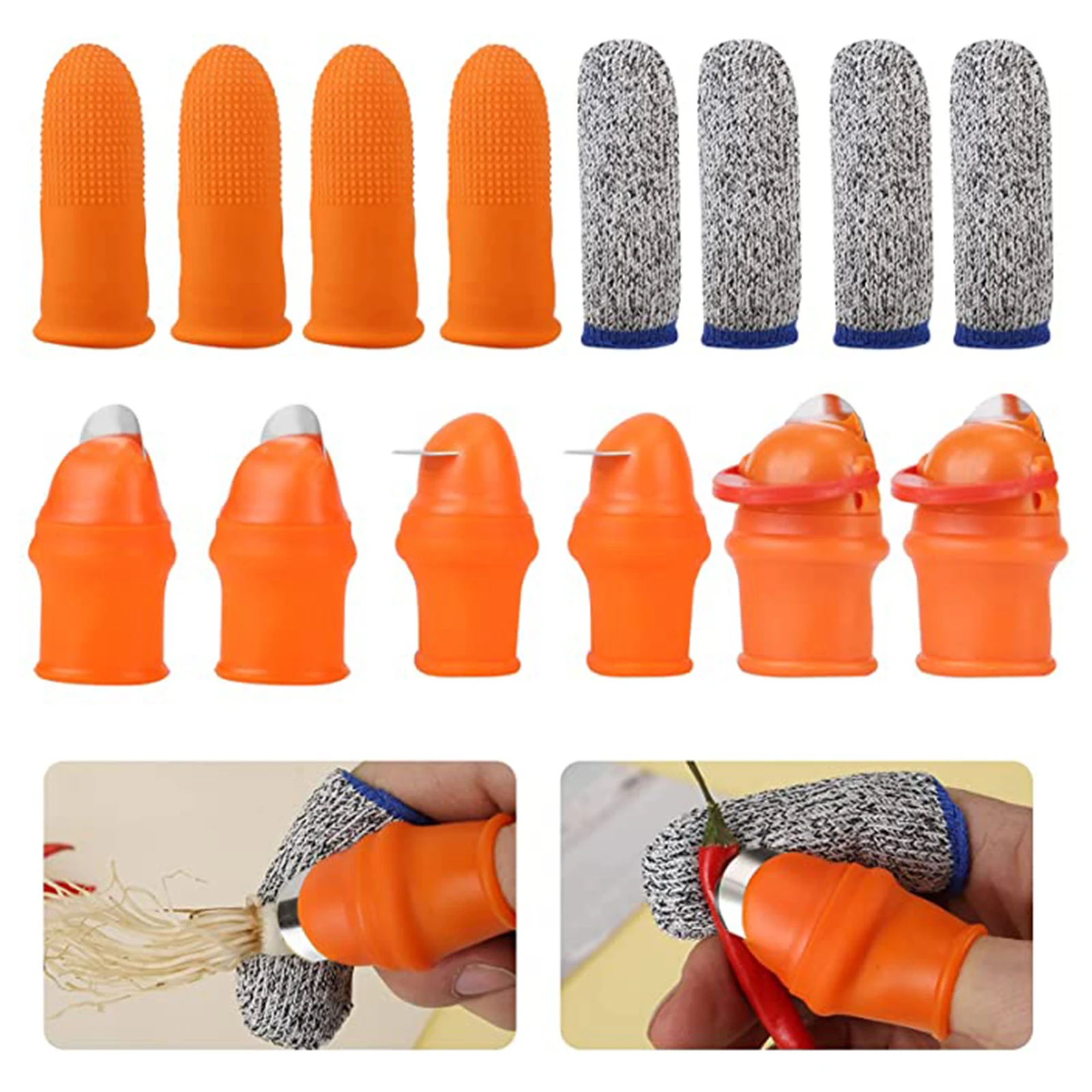 14Pcs Garden Thumb Knives Set with Anti-cutting Finger Sleeves Silicone Finger Sleeves Harvesting Tool Kit
